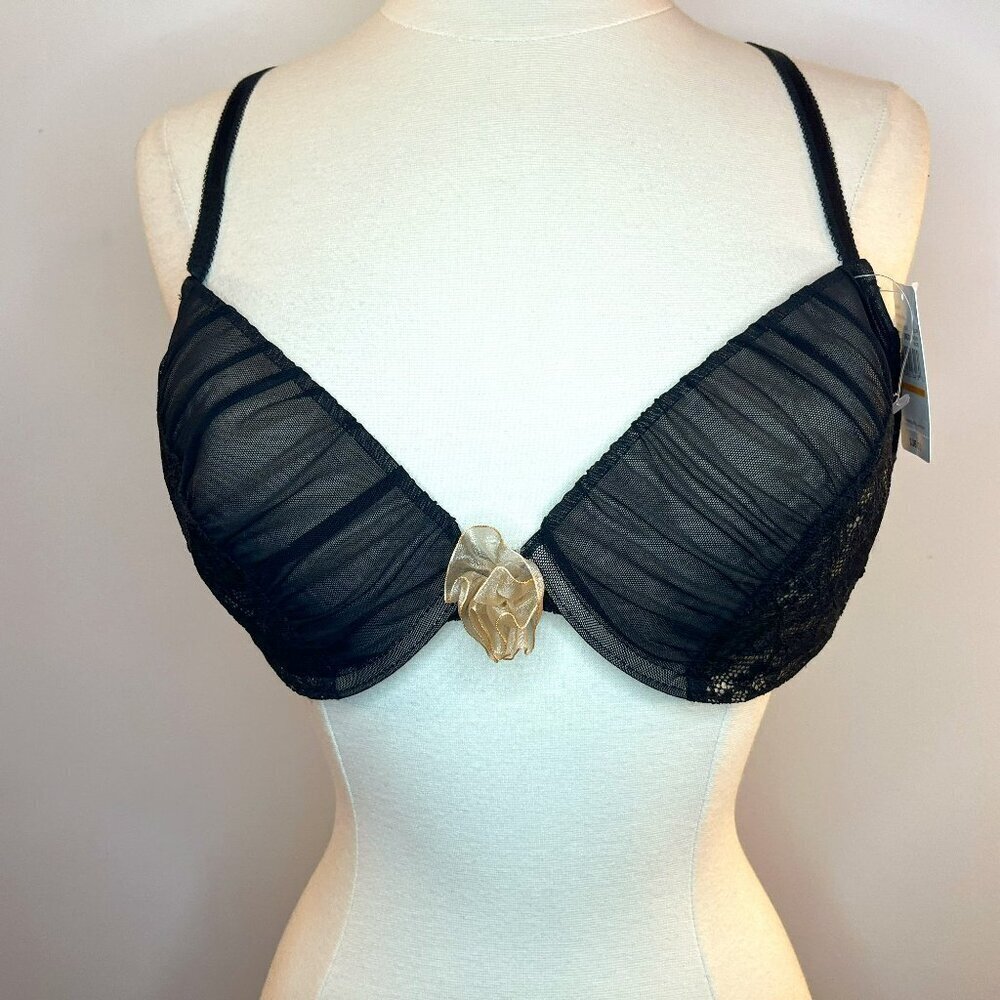 Blush Allure Black Lace Plunge Bra - Size 36DD NWT